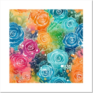 Rainbow flowers Posters and Art